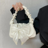 Sweet Bow Women Underarm Bag Pleated Handle Female Small Shoulder Bags Handbags