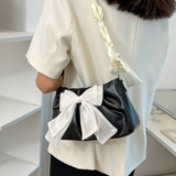 Sweet Bowknot Women Crossbody Bag Pleated Tote Shoulder Bags Ladies HandBag