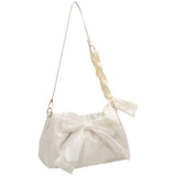 Sweet Bowknot Women Crossbody Bag Pleated Tote Shoulder Bags Ladies HandBag
