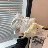 Sweet Bowknot Women Crossbody Bag Pleated Tote Shoulder Bags Ladies HandBag