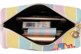 Sweet Candy Embroidered Letters Stripe Pu Ladies Clutch Bag