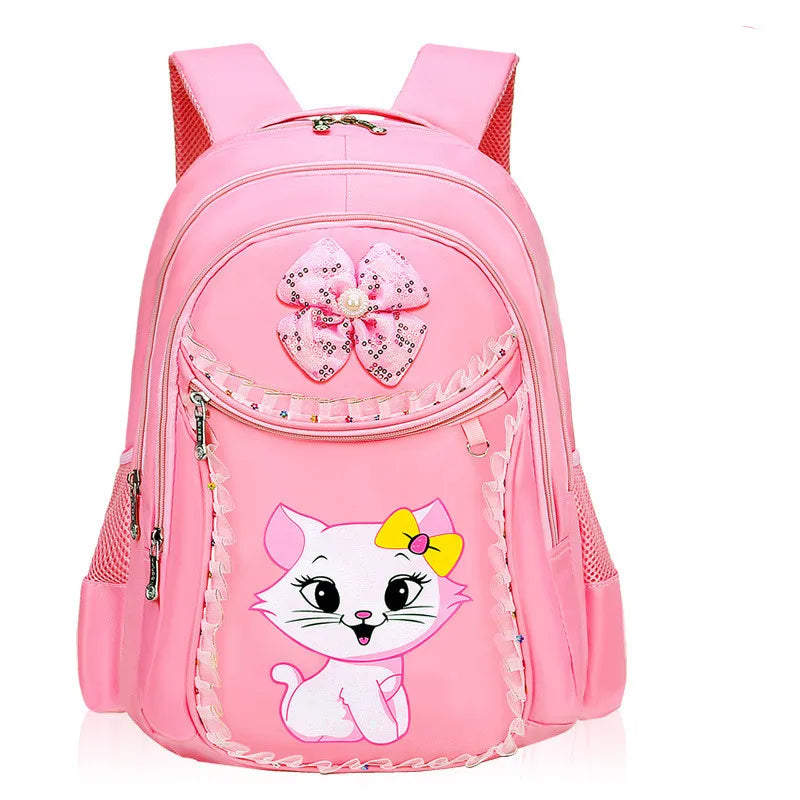 Sweet Cat Cartoon School Bags Girl Princess Backpacks Mochila Infantil