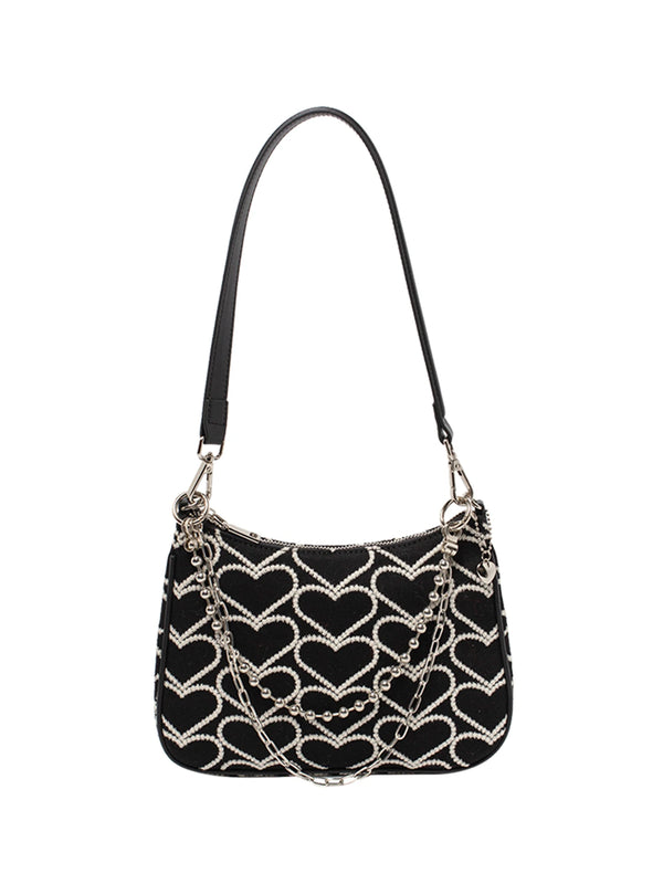 Vintage Style Embroidery Women Crossbody Bag Chain Small Shoulder Bag