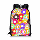 Sweet Doughunt Lover Print School Bag Set for Teens - Boys Girls Student Kids