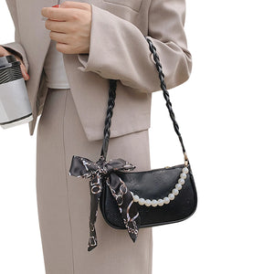 Cartoon Pattern Shoulder Bag with Silk Scarf