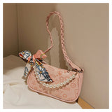 Cartoon Pattern Shoulder Bag with Silk Scarf