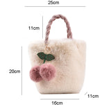 Cherry Fur Shoulder Bags Plush Tote Bag Soft Furry Handbag Chains for Women