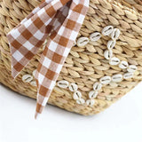 Sweet Girl Straw Rattan Bag & Knitting Scarf Set