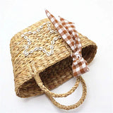 Sweet Girl Straw Rattan Bag & Knitting Scarf Set