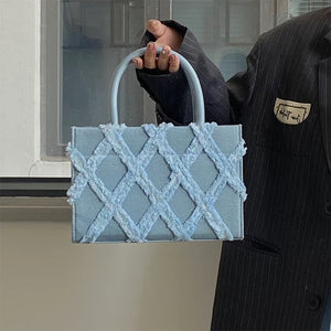 Sweet Girls Pink Small Tote Bags Solid Women's Diamond Lattice Shoulder Bag