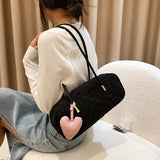 Sweet Girly Canvas Women's Underarm Bag Zippered Tote Bag