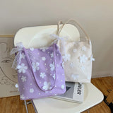 Sweet Lace Flowers Shoulder Bags Women Mori Girls PU Leather School Multi-functi