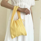 Sweet Style Knitting Tote Shoulder Bag Crochet Casual Shopper Top-hand