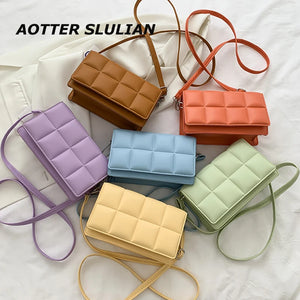 Women Diamond Quilted Bag Candy Colors Small Travel Clutch