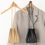 Sweet Pleated Mini Shoulder Bag Soft Leather Handbag