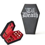 Velvet Coffin Jewelry Box Til Death Skull Gothic Ring Necklace Storage Case
