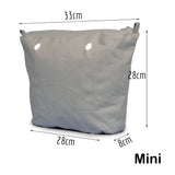 Mini Obag Canvas Insert with Inner Lining Zipper Pocket