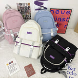TARVEASY Backpack Women Solid Ulzzang Laptop Bags Ladies Pink Middle School Stud