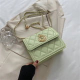 TARVEASY Chain Shoulder Bag Flap Square Crossbody Geometric Embossing