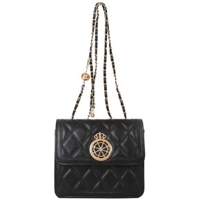 TARVEASY Chain Shoulder Bag Flap Square Crossbody Geometric Embossing