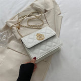 TARVEASY Chain Shoulder Bag Flap Square Crossbody Geometric Embossing
