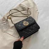 TARVEASY Chain Shoulder Bag Flap Square Crossbody Geometric Embossing