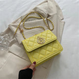 TARVEASY Chain Shoulder Bag Flap Square Crossbody Geometric Embossing