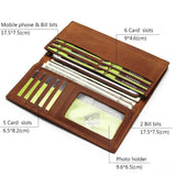 Leather Wallet Men Bifold Zipper Crazy Horse Clutches Retro Long Hand Bag