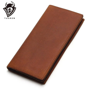 Leather Wallet Men Bifold Zipper Crazy Horse Clutches Retro Long Hand Bag