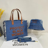 Ladies Crossbody Denim Bag Shoulder Handbag Tote Embroidered Purse