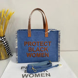 Ladies Crossbody Denim Bag Shoulder Handbag Tote Embroidered Purse