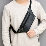 Men PU Leather Belt Bum Waist Phone Pouch Fanny Pack Crossbody Shoulder