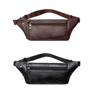 Men PU Leather Belt Bum Waist Phone Pouch Fanny Pack Crossbody Shoulder