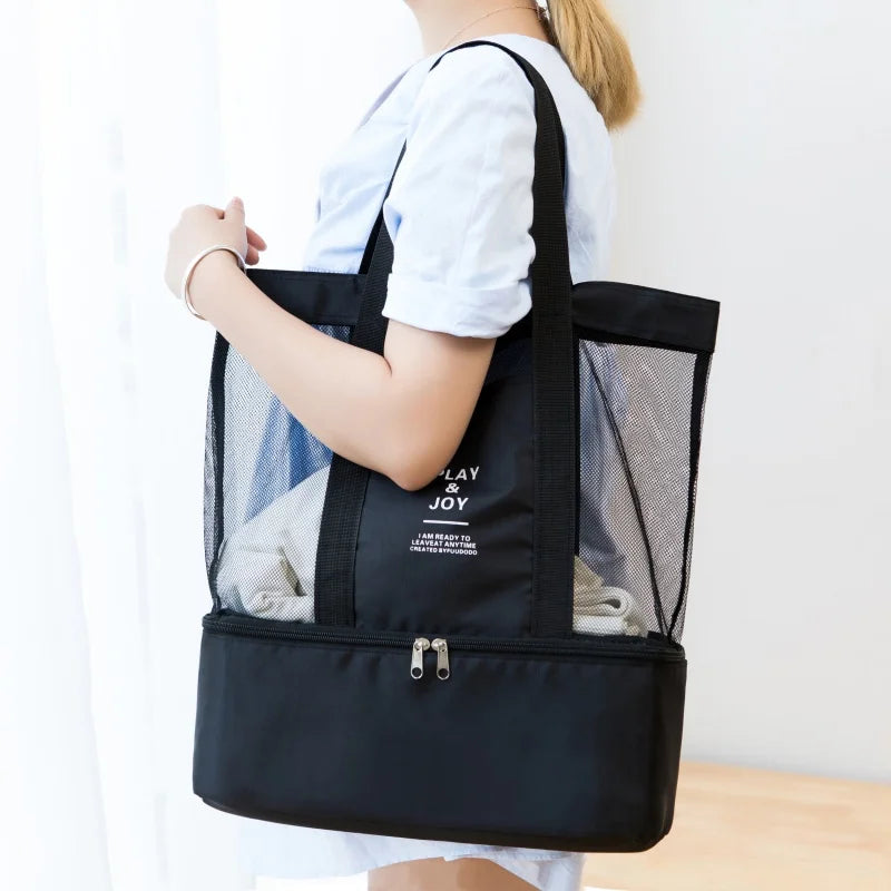 Mesh Transparent Bag Double-layer Heat Preservation Beach Picnic