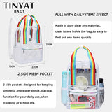 TINTAT Clear PVC Women Backpack Transparent Solid Backpack Travel School Bag