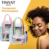 TINTAT Clear PVC Women Backpack Transparent Solid Backpack Travel School Bag