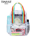 TINTAT Clear PVC Women Backpack Transparent Solid Backpack Travel School Bag