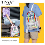 TINTAT Clear PVC Women Backpack Transparent Solid Backpack Travel School Bag