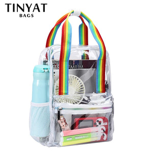 TINTAT Clear PVC Women Backpack Transparent Solid Backpack Travel School Bag