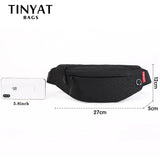 TINYA Canvas Men Fanny Pack Outdoor Sports Waist Pack Crossbody Phone Pouch Bag