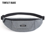 TINYAT Men Waist Bag Mobile Phone Pouch Belt Bag Male Gray Bum Hip Bag