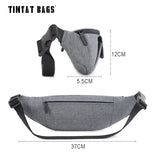 TINYAT Men Waist Bag Mobile Phone Pouch Belt Bag Male Gray Bum Hip Bag