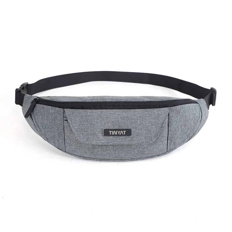 TINYAT Men Waist Bag Mobile Phone Pouch Belt Bag Male Gray Bum Hip Bag