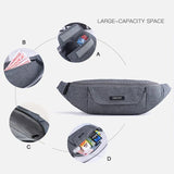 TINYAT Men Waist Bag Mobile Phone Pouch Belt Bag Male Gray Bum Hip Bag