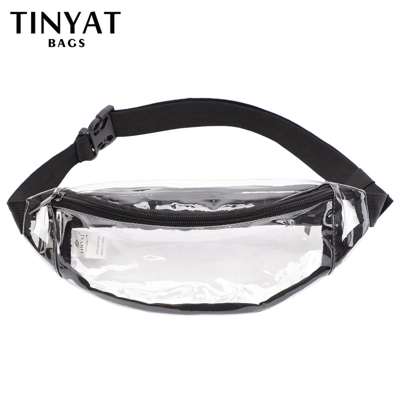 Clear PVC Waist Bag Packs for Women 2 Pockets