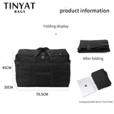 TINYAT Folding Travel Bag Waterproof Large Capacity Tote for Weekend Man Handbag