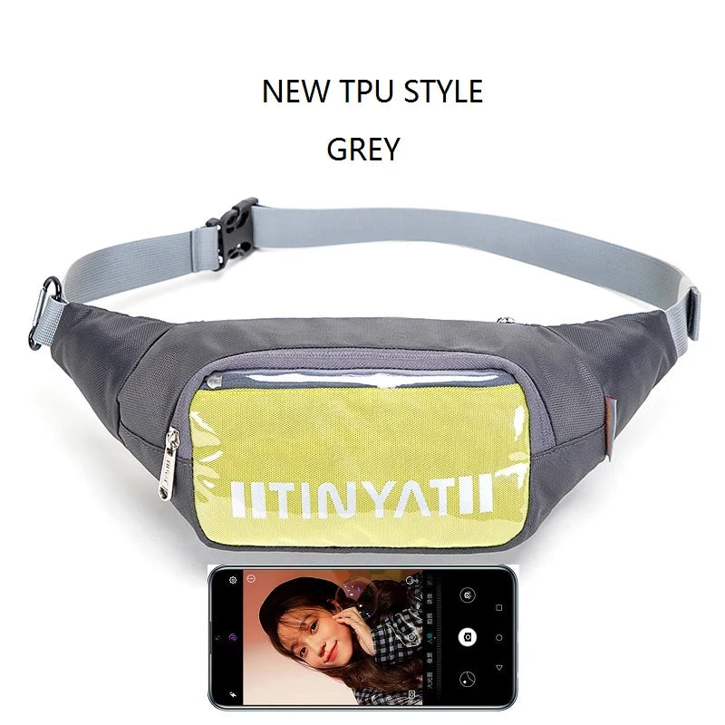 Men's Gray Belt Pouch Outdoor Travel Crossbody Bag
