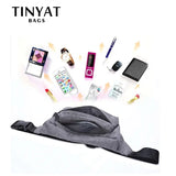 TINYAT Men Waist Bag Casual Fanny Pack Money Phone Belt Gray Nylon Bum Bag