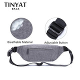 Men Grey Waist Bag Pack Casual Functional Phone Money Belt Fanny Travel Hip