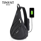 Men Waterproof Nylon Shoulder Crossbody USB Business Shoulder Bag
